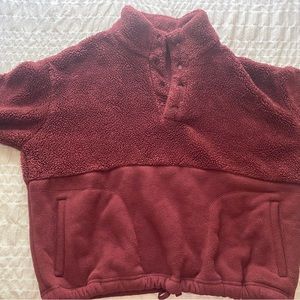 All In Motion Maroon half-button sherpa jacket